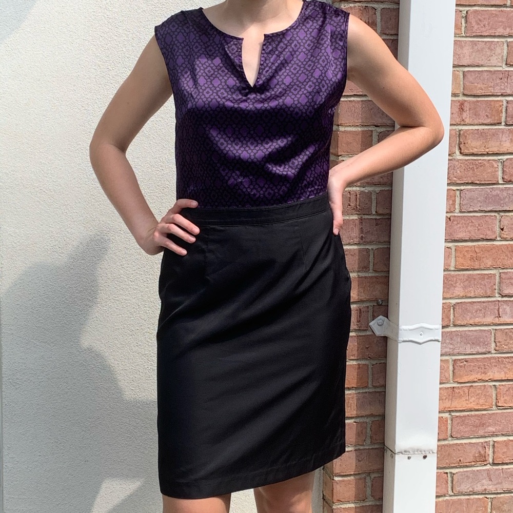 Banana Republic Black Purple Geometric Dress 6